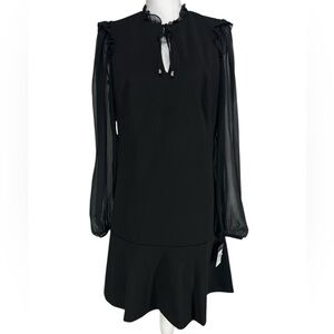 TOMMY HILFIGER / Black Sheer Sleeve Flare Dress / Size 8